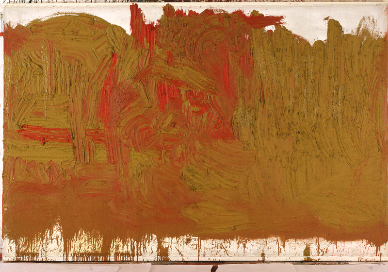Hermann Nitsch, Schüttbild,  Öl auf Jute, 1995